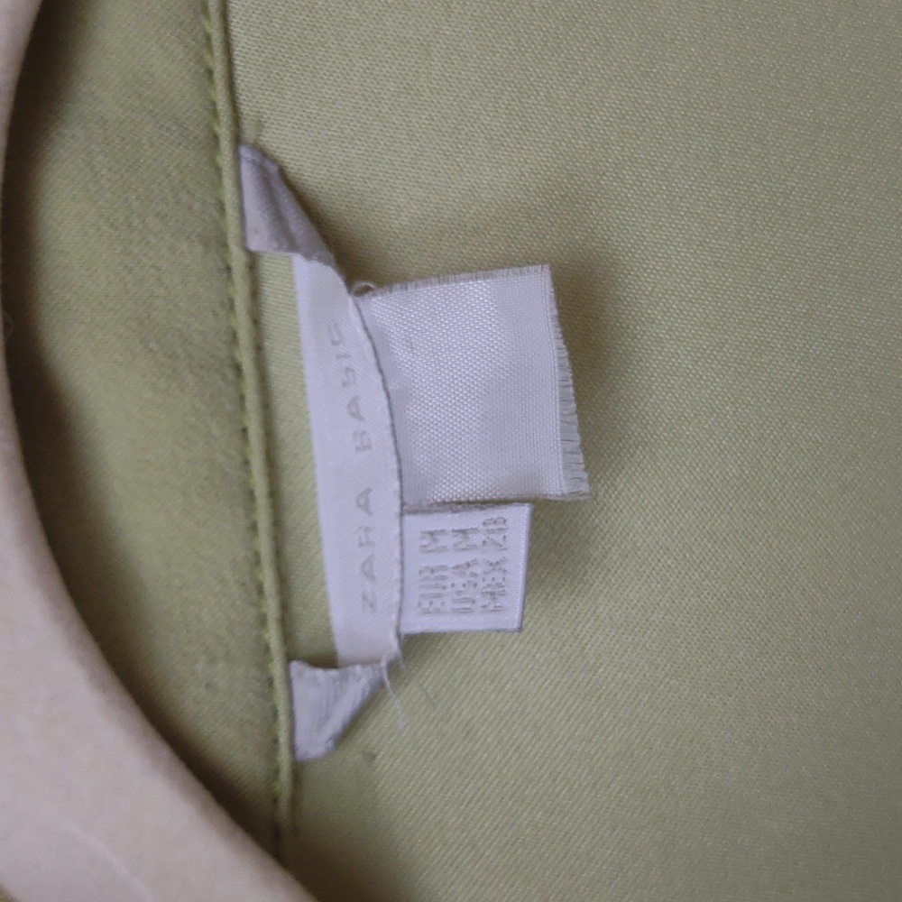 Zara Basic Lime Green Chartreuse Ls Point Collar … - image 3